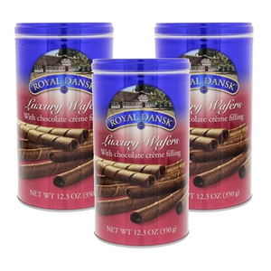 Royal Dansk Luxury Wafers with Chocolate Cream Filling 3 Pack (350g Per Cans)