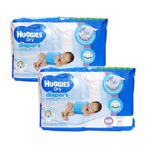 Huggies Dry New Born Diapers 2 Pack (40's per Pack)